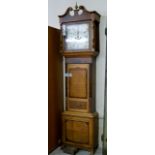 VICTORIAN MAHOGANY & OAK CASED 8 DAY GRANDFATHER CLOCK WITH WEIGHTS & PENDULUM