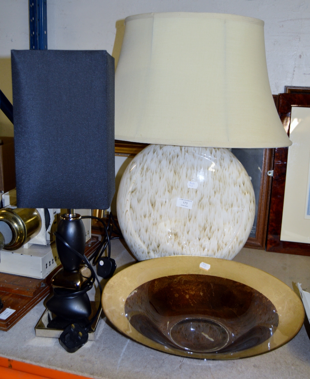 2 TABLE LAMPS & LARGE BOWL