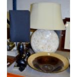 2 TABLE LAMPS & LARGE BOWL