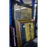 QUANTITY VARIOUS FRAMED PICTURES, ADVERTISING SIGN ETC