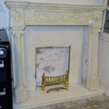 MARBLE FIRE SURROUND WITH BACK PLATE & HEARTH