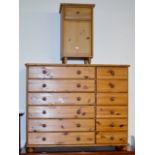 MODERN PINE SIDE BY SIDE 12 DRAWER CHEST & PINE FINISHED BEDSIDE UNIT