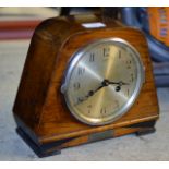 WALNUT CASED STRIKING MANTLE CLOCK