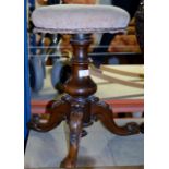 ROSEWOOD PIANO STOOL ON SCROLLED LEGS