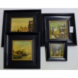 SET OF 4 FRAMED PAINTED PANELS