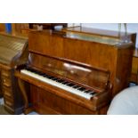 WALNUT CASED UPRIGHT OVERSTRUNG PIANO BY ROB SEIDEL, BERLIN