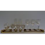 TRAY CONTAINING QUANTITY VARIOUS CUT CRYSTAL GLASSES