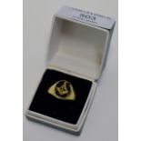 9 CARAT GOLD GENTS MASONIC SIGNET RING