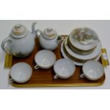 TRAY CONTAINING QUANTITY JAPANESE EGG SHELL TEA WARE