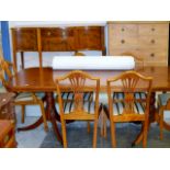 8 PIECE REPRODUCTION YEW WOOD DINING ROOM SUITE COMPRISING EXTENDING TABLE, SIDEBOARD & 6 CHAIRS - 2