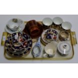 TRAY CONTAINING ROYAL CROWN DERBY STYLE TEA WARE, ROYAL WORCESTER CUP & SAUCER, ROYAL WORCESTER