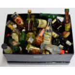 BOX CONTAINING QUANTITY VARIOUS ALCOHOL MINIATURES