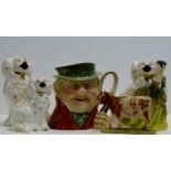 A GROUP OF MIXED CERAMICS COMPRISING ROYAL DOULTON FIGURINE ORNAMENT "SIMONE" HN 2378, 3 WALLY DOGS,