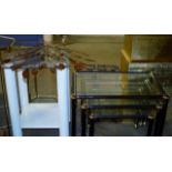 NEST OF 3 GLASS TABLES, GLASS TOP TABLE & LEAF DISPLAY