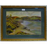 11¾" X 17¾" GILT FRAMED WATER COLOUR "CATTLE AT LOCH SIDE" BY D. FOWLIE