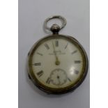CHESTER SILVER CASED OPEN FACE POCKET WATCH BY KAY'S