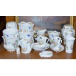 COLLECTION OF VARIOUS AYNSLEY PORCELAIN, PLANTERS, LIDDED JAR, VASES ETC