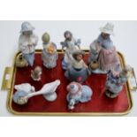 COLLECTION OF 8 VARIOUS LLADRO ORNAMENTS & 2 NAO ORNAMENTS