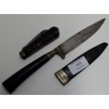 OLD WOODEN HANDLED DAGGER & POCKET KNIFE
