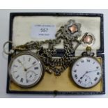 DAWSON & CO LIVERPOOL & LONDON SILVER CASED POCKET WATCH WITH SILVER CHAIN & 1 OTHER SILVER CASED
