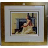 15½" X 18½" GILT FRAMED LIMITED EDITION PRINT BY JACK VETTRIANO & SIGNED IN PENCIL BY THE ARTIST -