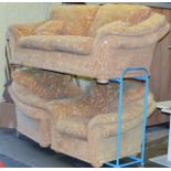 3 PIECE FABRIC LOUNGE SUITE COMPRISING 3 SEATER SETTEE & 2 SINGLE ARM CHAIRS