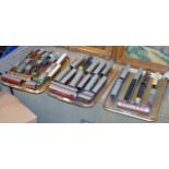 3 TRAYS WITH VARIOUS MODEL RAILWAY COACHES & TENDERS