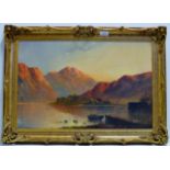 15" X 23½" GILT FRAMED OIL ON CANVAS "LOCH LOMOND" SIGNED F.E. JAMIESON (FRANK E. JAMIESON)