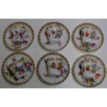 12 PIECES OF DRESDEN HAND PAINTED FLORAL COFFEE WARE