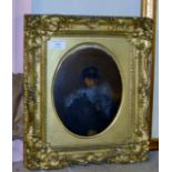 SMALL GILT FRAMED OIL PAINTING - PORTRAIT OF AN OLD MILITARY OFFICER