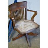 OAK FRAMED CAPTAINS STYLE CHAIR