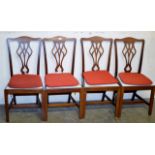 SET OF 4 MAHOGANY CHIPPENDALE STYLE DINING ROOM CHAIRS