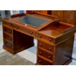VICTORIAN MAHOGANY DOUBLE PEDESTAL WRITING DESK WITH WRITING SLOPE