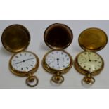 3 VARIOUS GOLD PLATED POCKET WATCHES