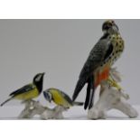 KARL ENS PORCELAIN FALCON ORNAMENT & SMALL KARL ENS PORCELAIN DOUBLE BIRD ORNAMENT