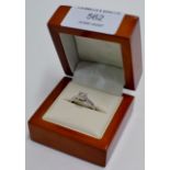 DIAMOND SOLITAIRE RING SET ON WHITE GOLD BAND - APPROXIMATE SIZE & WEIGHT = 0.33 CARATS / 2.3 GRAMS