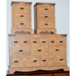 MODERN 3 PIECE BEDROOM SET - 11 DRAWER CHEST, PAIR OF 3 DRAWER BEDSIDE CHESTS
