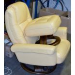 LEATHER SWIVEL EASY CHAIR WITH MATCHING FOOT STOOL