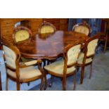 REPRODUCTION ITALIAN STYLE DINING TABLE WITH 2 CARVER AND 4 HAND CHAIRS