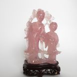 CHINA PINK QUARTZ FIGURES XX CENTURY H CM 16,5