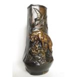 A.ARTROLLE A TERRACOTTA VASE FIGHT TIGER SIGNED PARIS 1930 CA CM 45