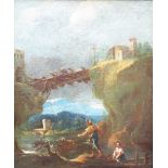 VENETO SCHOOL OIL ON CANVAS “LANDSCAPE WITH FIGURES” CM 57X47