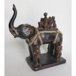 ASIAN POLYCHROME GLAZED TERRACOTTA ELEPHANT CM 30X28X13