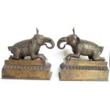 INDIAN PAIR OF BRONZE ELEPHANT “AT THE REST” XVIII /XIX C. CM 21X 15,5 H CM 23