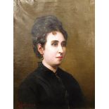 GIOVANNI GAETANO GALEAZZI (1870-1938) OIL ON CANVAS “PORTRAIT OF YOUNG LADY” SIGNED CM. 46X 59