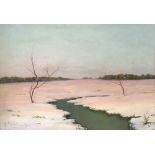 A. PESSINA OIL ON PANEL SNOW LANDSCAPE SIGNED AND DATED 1929 CM 100X 70