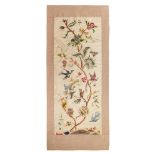 ARTS & CRAFTS CREWELWORK HANGING PANEL, CIRCA 1930 in characteristic style, depicting a flowering