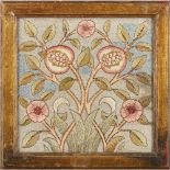 MORRIS & CO. EMBROIDERED SILKWORK PANEL, DATED 1916 worked as a design of pomegranates, original