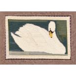 ARTS & CRAFTS EMBROIDERED WOOLWORK PANEL, CIRCA 1900 depicting a swan, coloured wools, framed 35 x