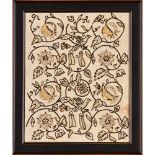 ROYAL SCHOOL OF NEEDLEWORK RARE EMBROIDERED PANEL, CIRCA 1910 worked in coloured wools and metal